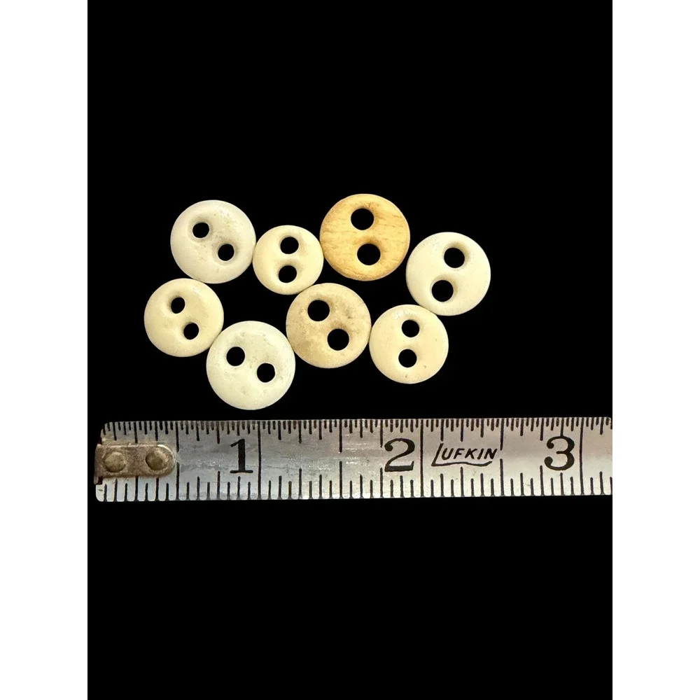Vintage Bone Buttons Set of 8 Round Two Hole Natural Cream Tan Sewing Notions